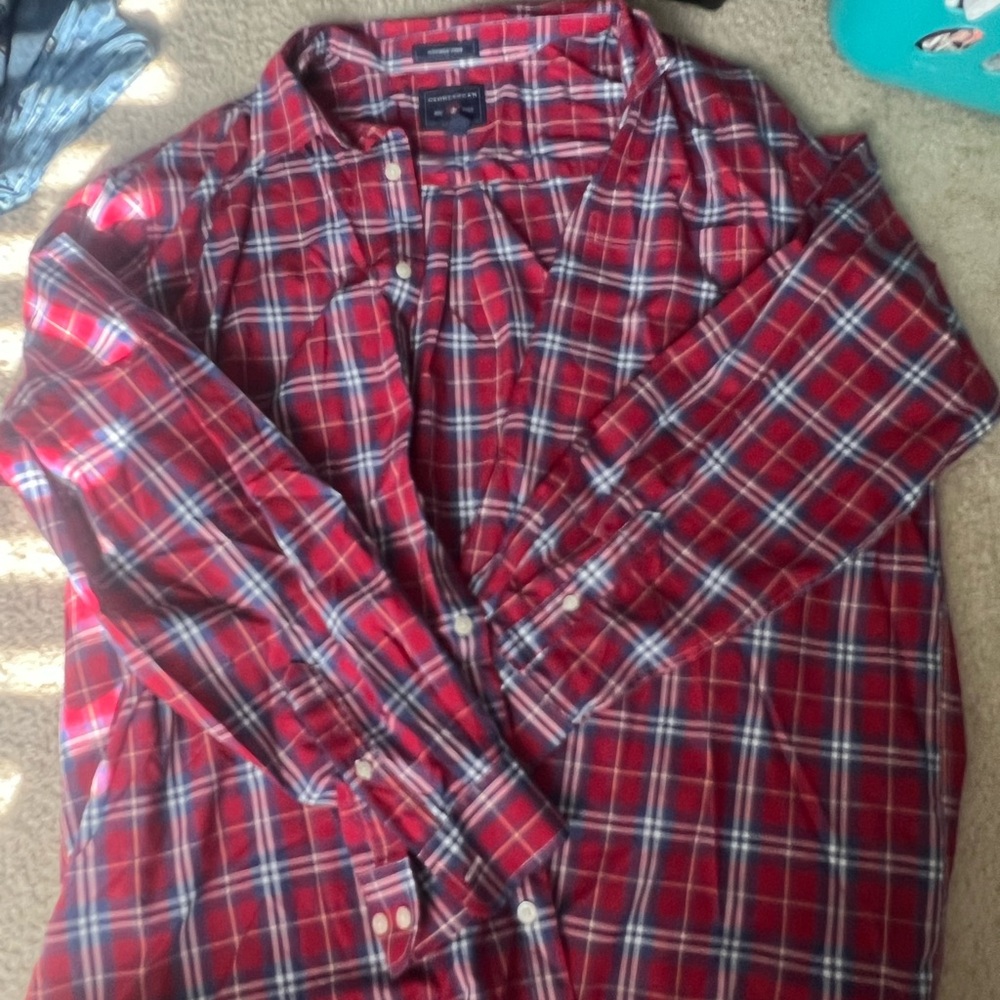 Saddlebred Red and White Casual Button Down Shirt